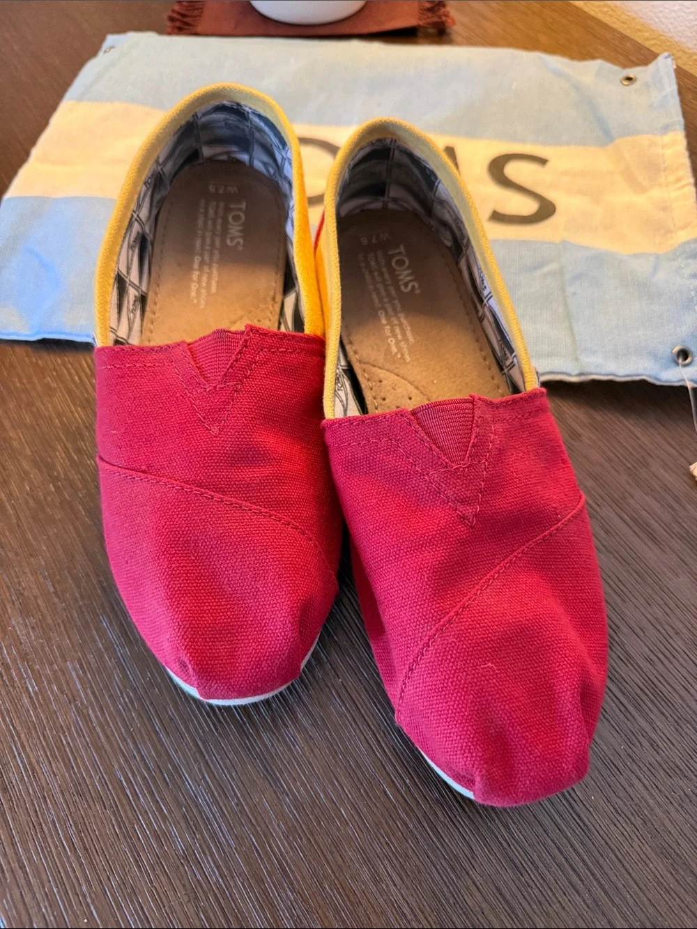 Toms Women’s USC Canvas Slip-On Moccasins in Red and Yellow